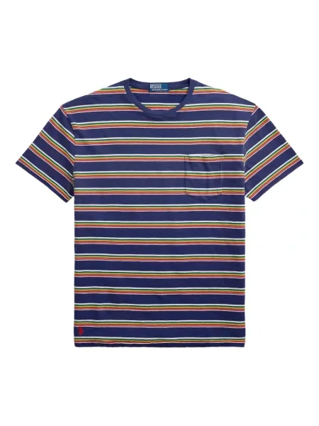 Prugasta majica Polo Ralph Lauren s printom s okruglim izrezom zelena