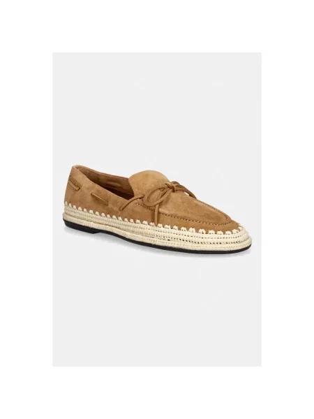 Tory Burch espadryle zamszowe The Raffia Boaty brązowe