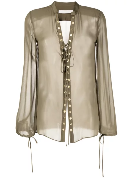 Przezroczysta bluzka Dion Lee koronkowa zielona