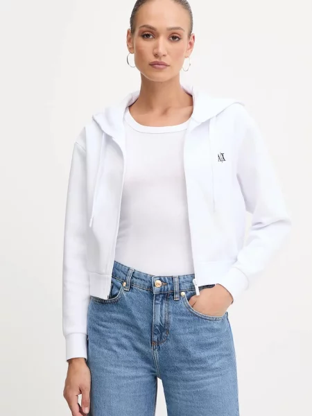 Bluza z kapturem Armani Exchange z kapturem o krotszym kroju biała