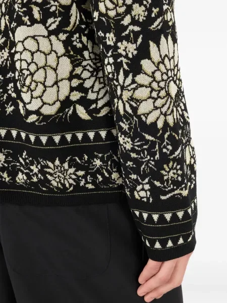 Pulover Roberto Cavalli de lână cu model floral negru