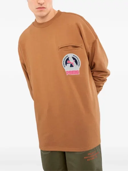 Hanorac crewneck Puma cu autograf maro