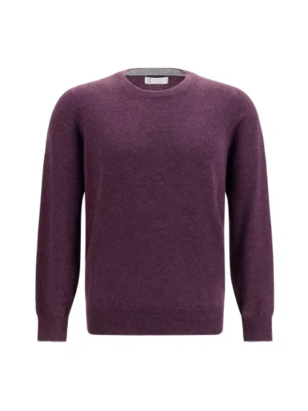 Sweter Brunello Cucinelli z okrągłym dekoltem fioletowy