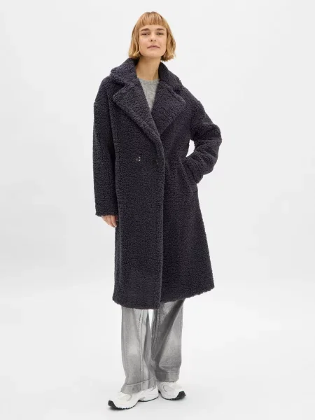 Marie Lund Pluszowy płaszcz Elicia Kobiety jednolity 34 szary
