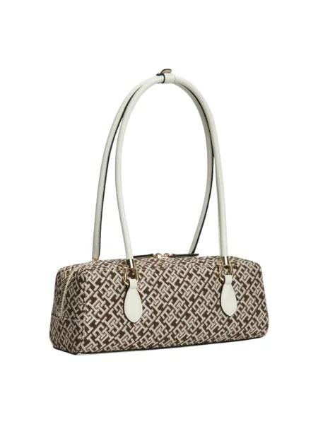 Torebka z uchwytem z wzór z logo model TH GRACE SHOULDER BAG' Tommy Hilfiger beżowa