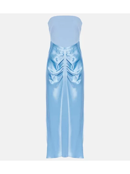 Rochie midi Staud din satin până la genunchi de costum albastru
