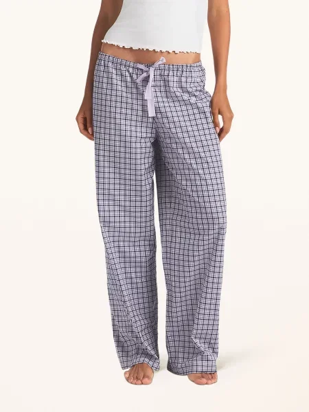 Skims Spací Kalhoty Cotton Poplin Sleep mica navy check námořnictvo