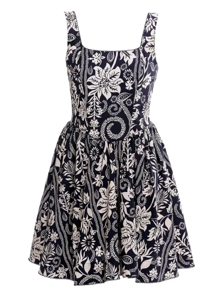 Rochie mini Agua Bendita cu model floral cu imagine de costum alb