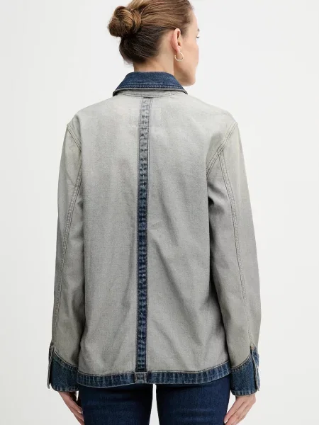 Džínová bunda Calvin Klein Jeans přechodná modrá