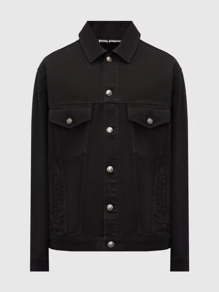Джинсова куртка з логотипом Palm Angels S чорна