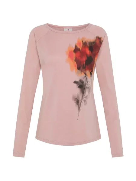 Lung tricou Deha cu mâneci lungi din modal roz