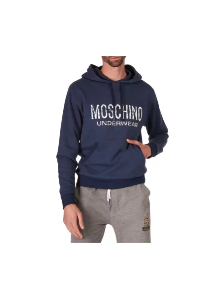 Bluza z kapturem Moschino z kapturem niebieska