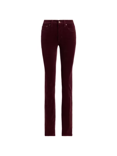 Pantaloni Lauren Ralph Lauren de catifea cord roșu