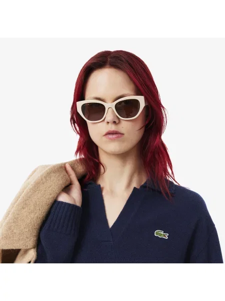 Lacoste Kaszmirowy Sweter Z Kołnierzykiem Polo 3D granatowa