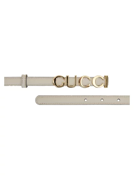 Pasek Gucci skórzany na sprzączkę biały
