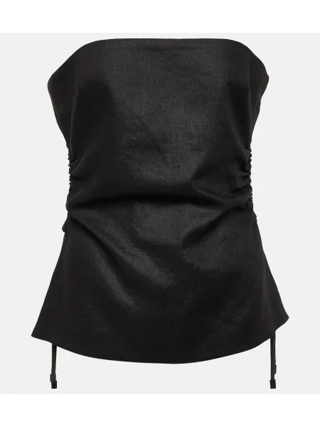 Ľanový top Sir čierna