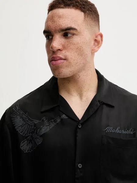 Сорочка Maharishi Peace Dove Embroidered Shirt regular класичний комір чорний