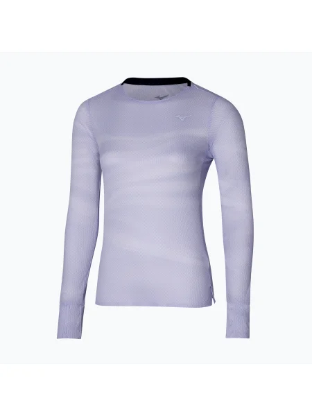 Дамска тениска за бягане с дълъг ръкав Mizuno Premium Aero Tee snow white/thistle бяло