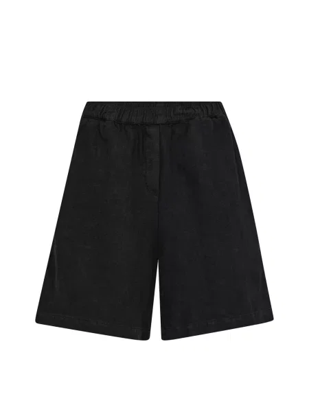 Szorty lniane o kroju regular fit z elastycznym pasem model ‘Emmie’ Mos Mosh czarne