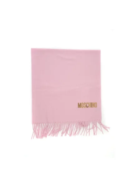Szal Moschino wełniana z logo różowa