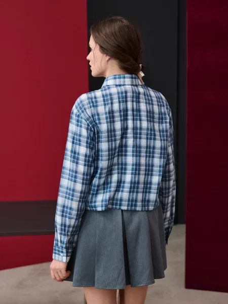 Коротка картата сорочка різнобарвний