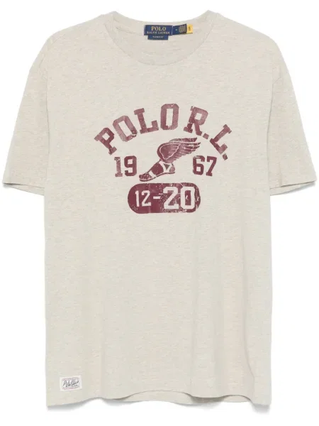 Siuvinėtas iš natūralios odos marškinėliai Polo Ralph Lauren apkarpytas žalia