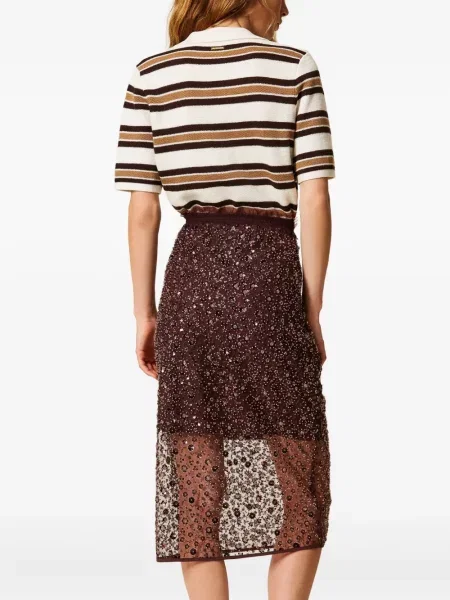 Fustă midi Twinset până la genunchi maro