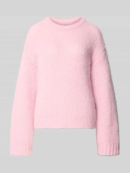 Sweter krój regular fit w dwukolorowym wyglądzie model DORTHEA' Pieces różowy