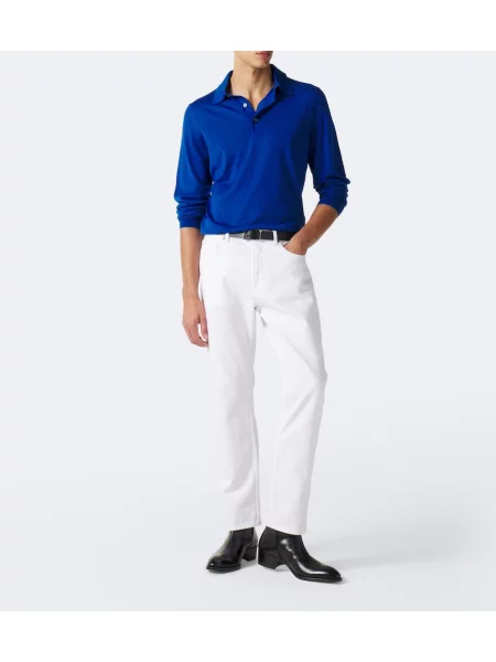 Tricou polo Tom Ford de mătase albastru