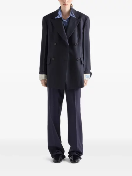 Pantaloni Prada de lână cu dungi albastru