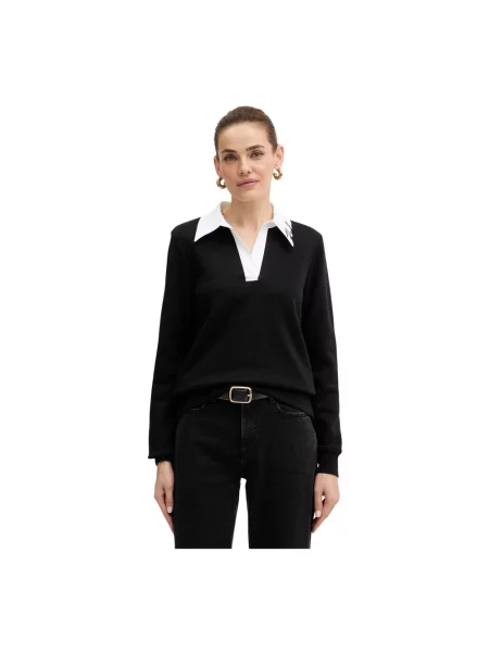 Dzianinowa bluza Karl Lagerfeld z dekoltem w serek czarna