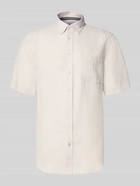 Koszula casual z lnu krój regular fit Christian Berg Men beżowa