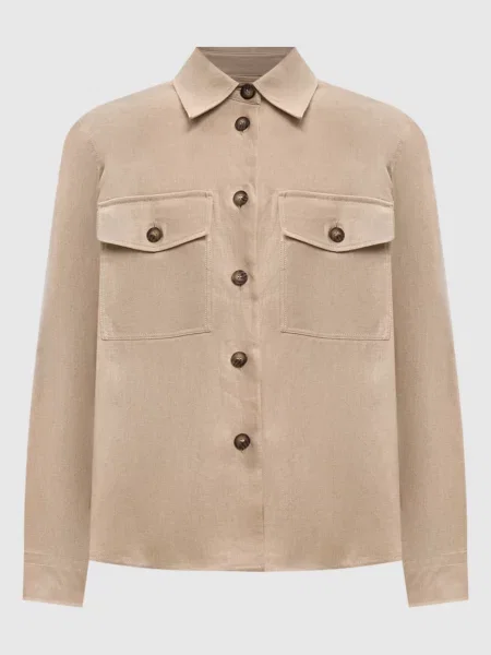 Льняная рубашка Max Mara Weekend бежевая
