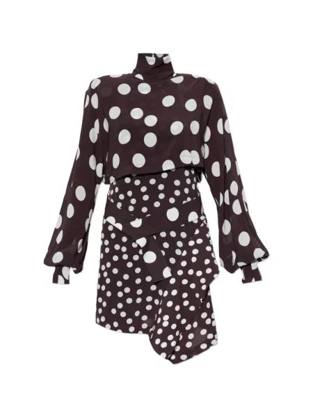 Rochie mini Iro cu buline asimetrică maro