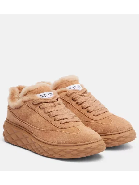 Sneakerși Jimmy Choo din piele de căprioară bej