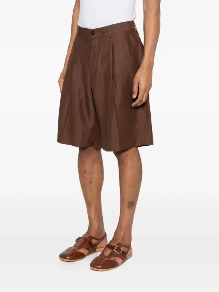 Плисирани шорти Laneus кафяво