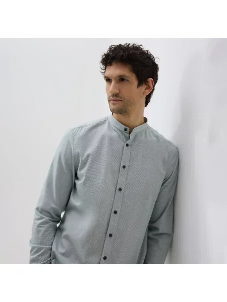 Reserved Košile slim fit se stojáčkem zelená