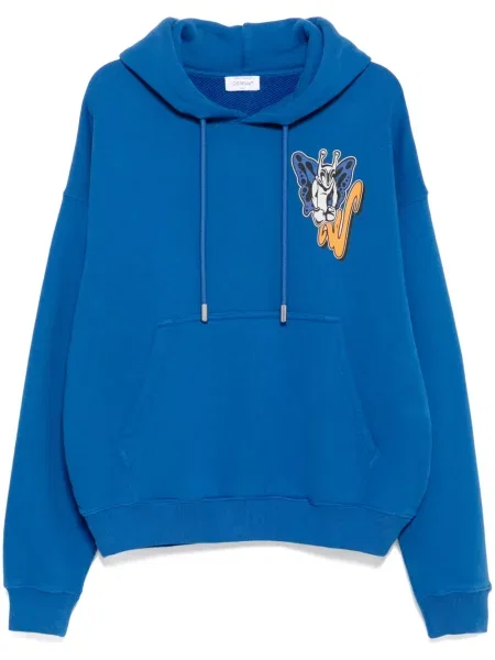 Hanorac cu glugă Off-white cu imagine alb