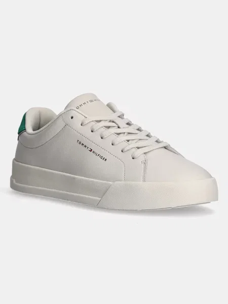 Кожени маратонки Tommy Hilfiger TH COURT LTH DETAIL ESS бежово