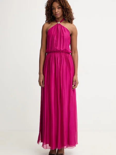 Haveone sukienka z jedwabiem różowa
