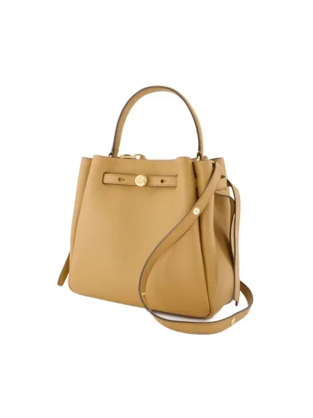 Kapelusz Tory Burch skórzany beżowy