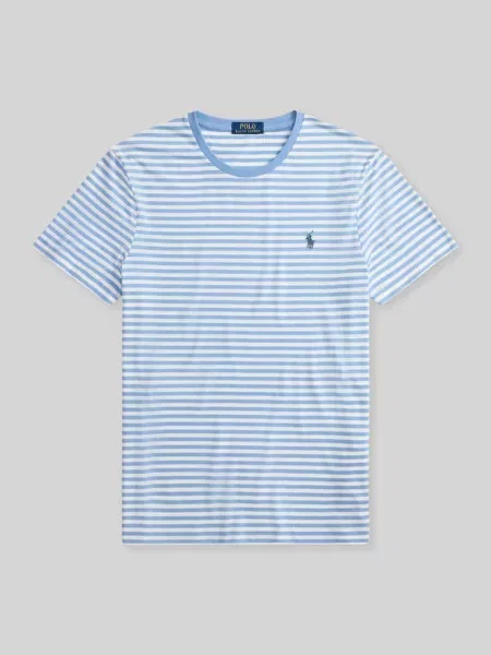 T-shirt Slim Fit z czystej bawełny Polo Ralph Lauren błękitna