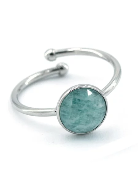 Sergio Engel Gyűrűk Beach Ring 01 Edelstahlring mit Naturstein-Cabouchon' menta