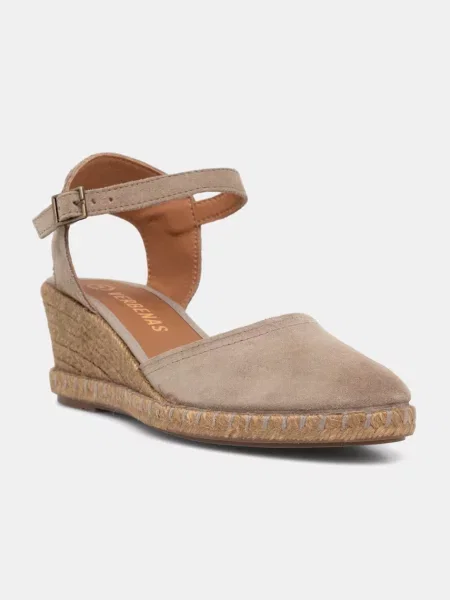 Verbenas espadrile cu wedges pentru femei din piele întoarsă MALENA SERRAJE/TAN bej