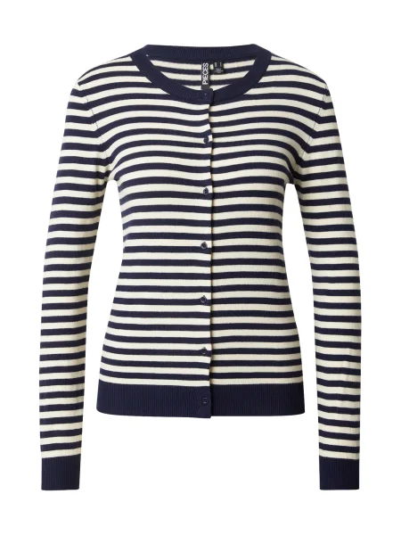 PIECES Geacă tricotată PCNora deschis / albastru marin bej