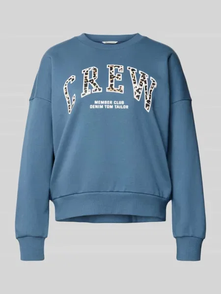 Bluza o luźnym kroju z czystej bawełny Tom Tailor Denim niebieska