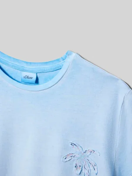 T-shirt o kroju regular fit z czystej bawełny S.oliver Red Label niebieska