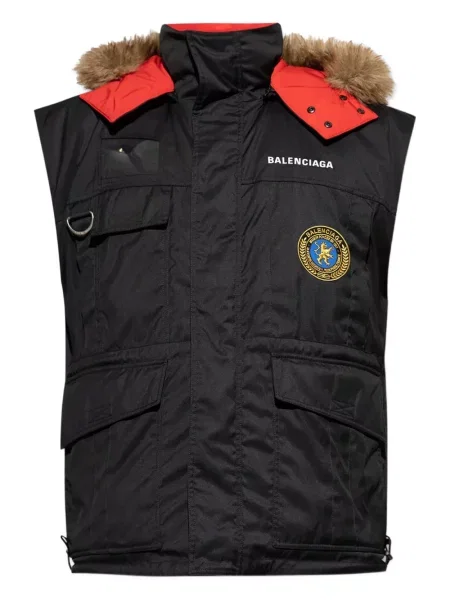 Geacă Balenciaga cu blană negru
