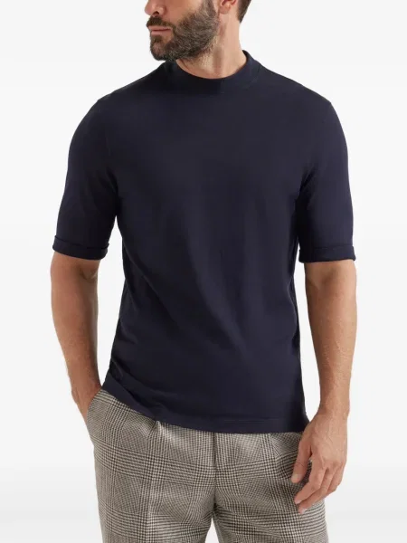 Tricou Brunello Cucinelli din jerseu albastru