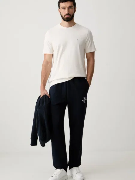 Tommy Hilfiger Spodnji del trenirke Script Stack Mornarsko modra